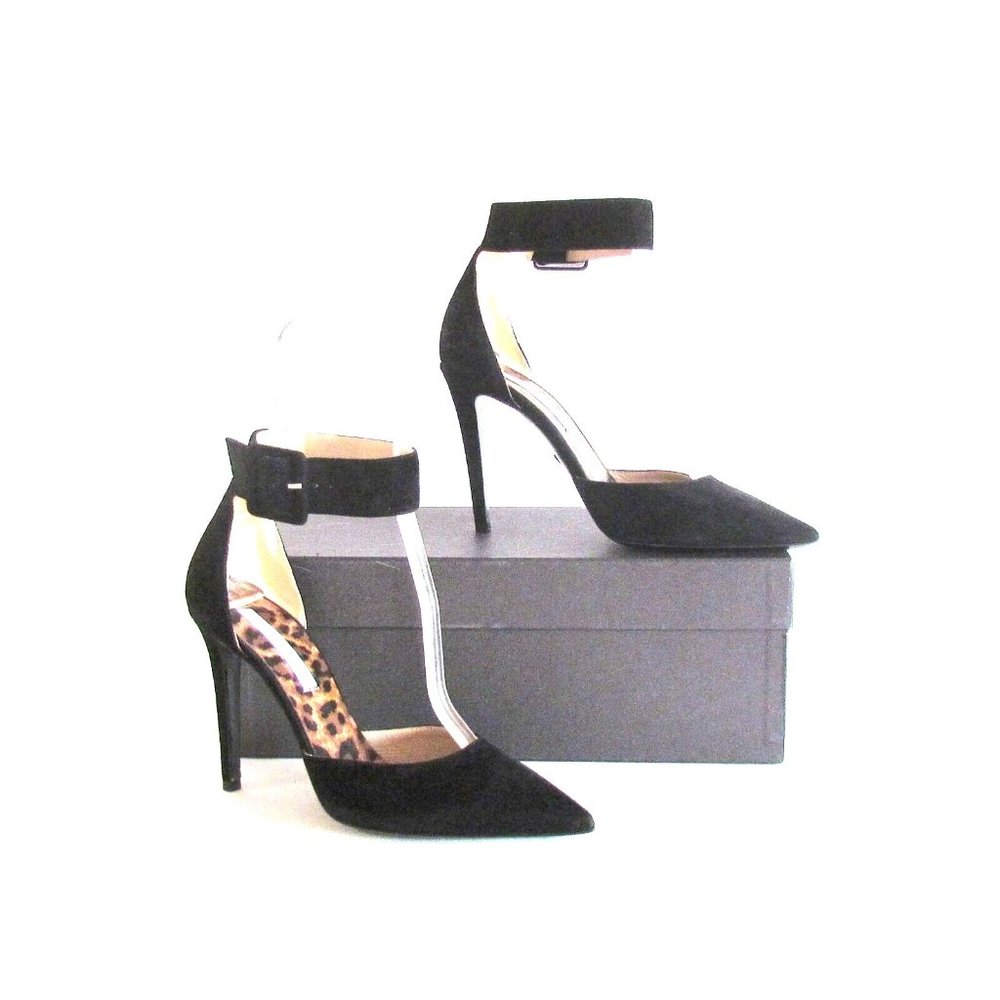 Diane von Furstenberg Black Suede Ankle Strap High Heels Designer Shoes …